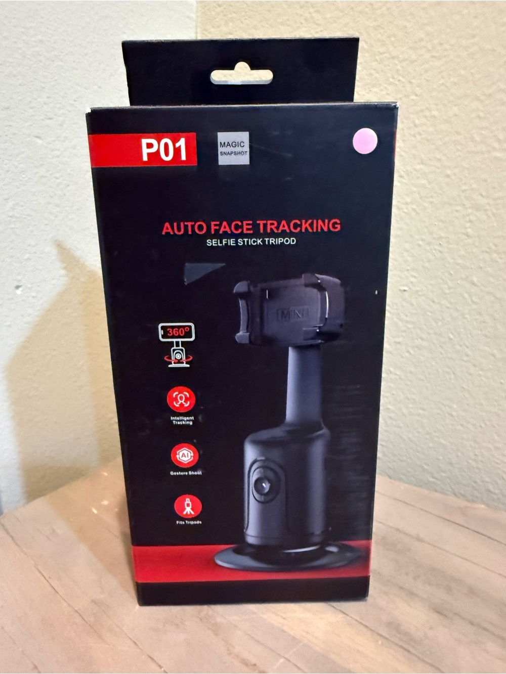 Auto Face Tracking Selfie Stick Tripod - Black